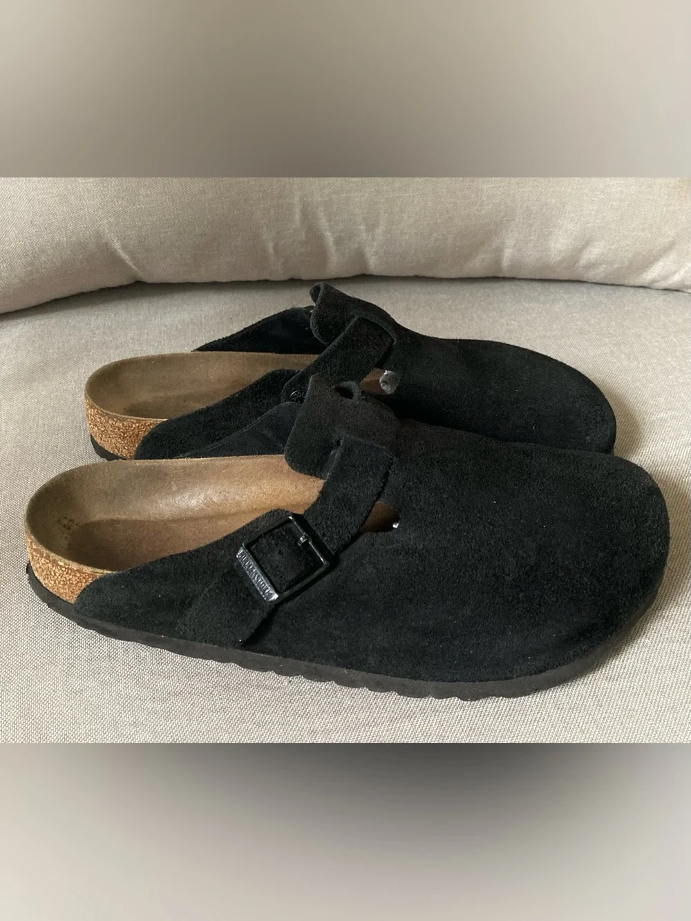 Birkenstock Boston Soft Footbed Black Suede Clogs EU 43 US Men 10 Women 12
